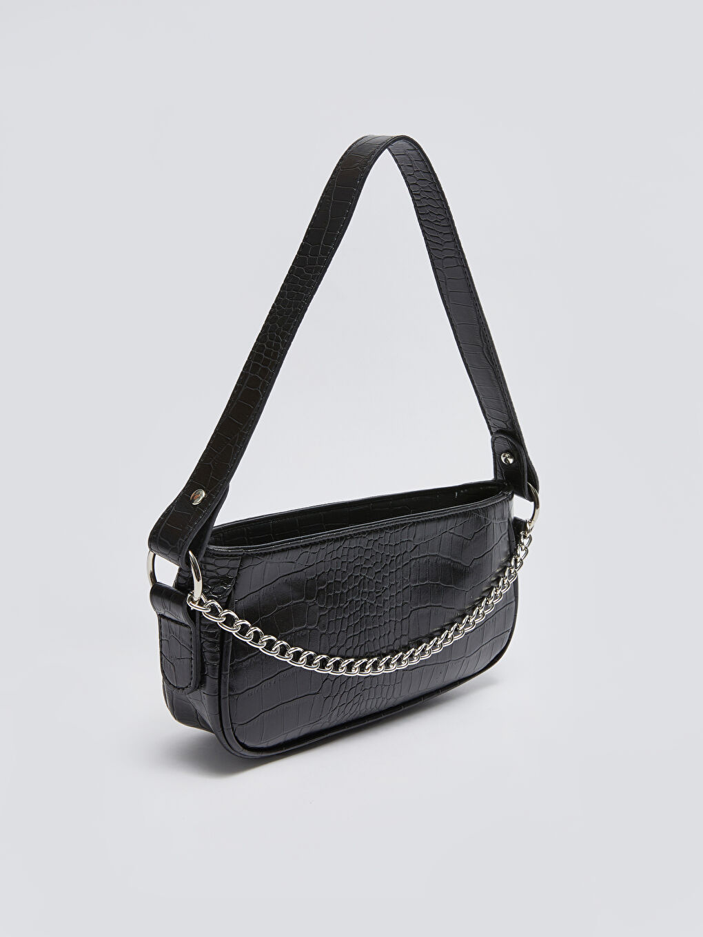 Сумка-багет Женская С Узором Под Крокодиловую Кожу-3