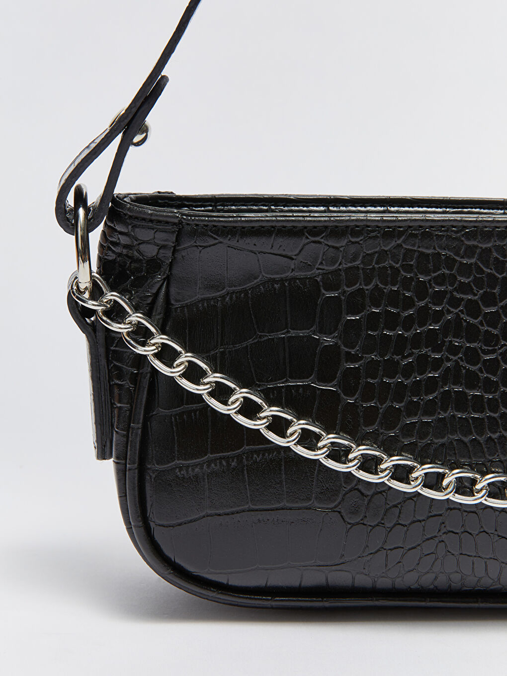Сумка-багет Женская С Узором Под Крокодиловую Кожу-5