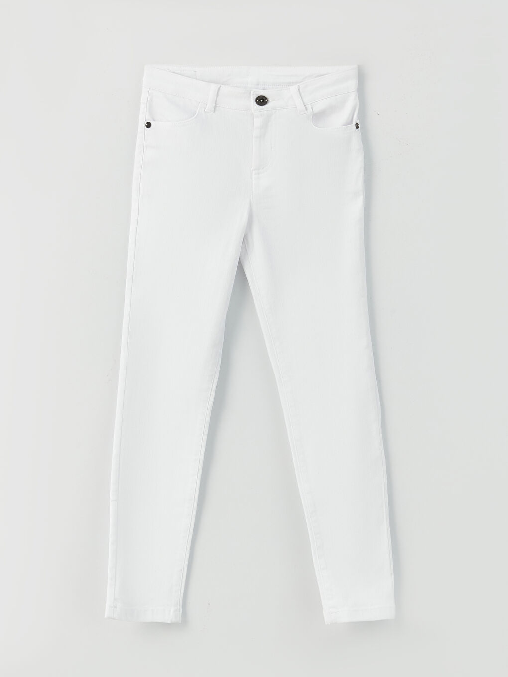 Beyaz Slim Fit Kız Çocuk Jean Pantolon