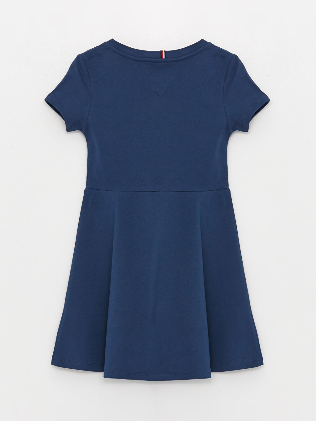 İndigo Bisiklet Yaka Baskılı Kısa Kollu Kız Çocuk Elbise-1