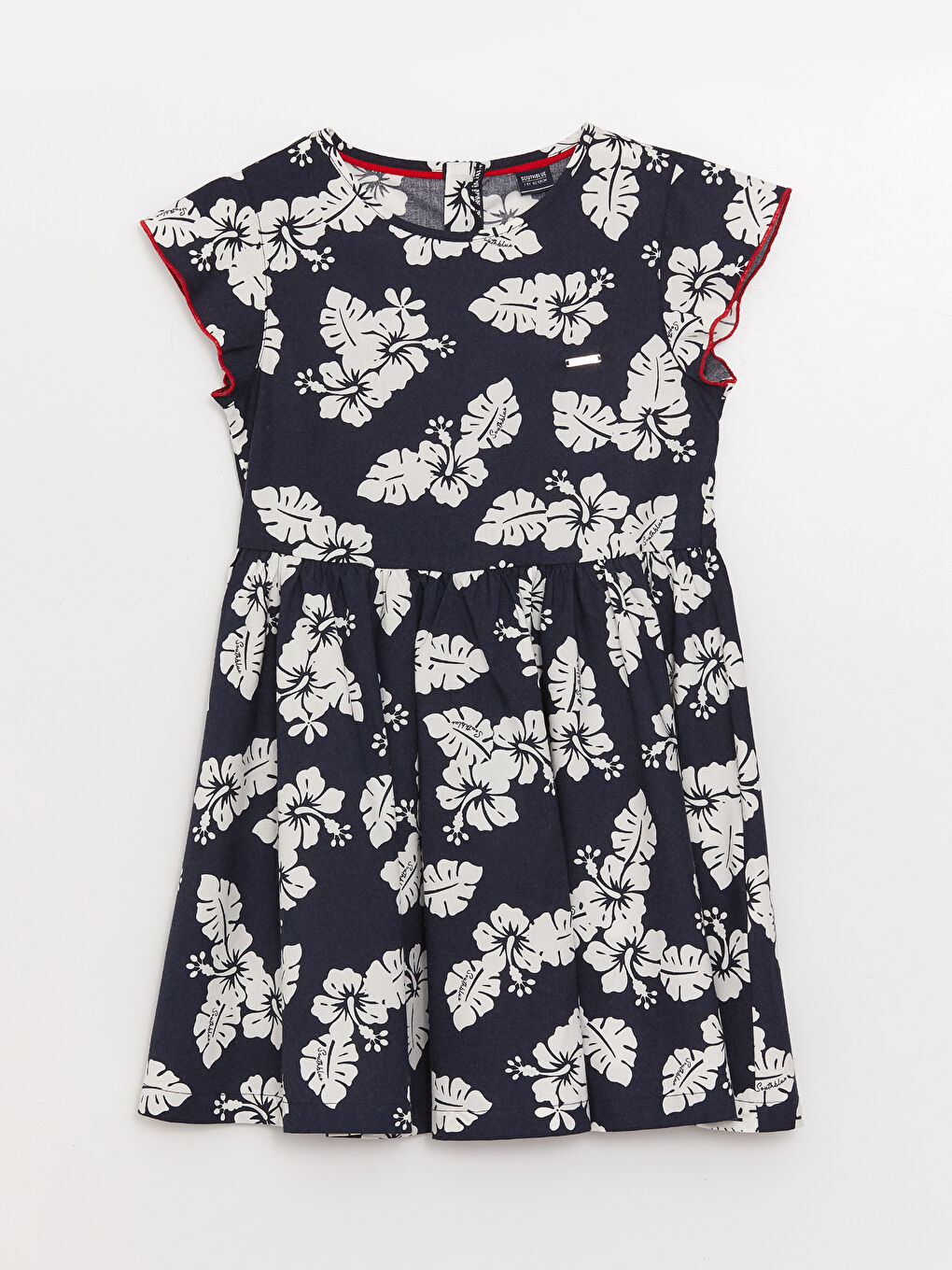 Lacivert Bisiklet Yaka Kız Çocuk Elbise