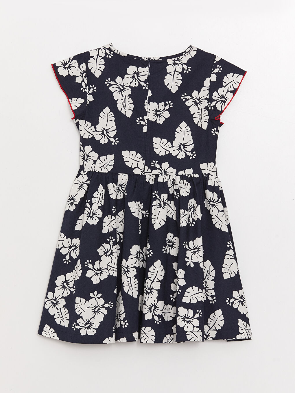 Lacivert Bisiklet Yaka Kız Çocuk Elbise-1