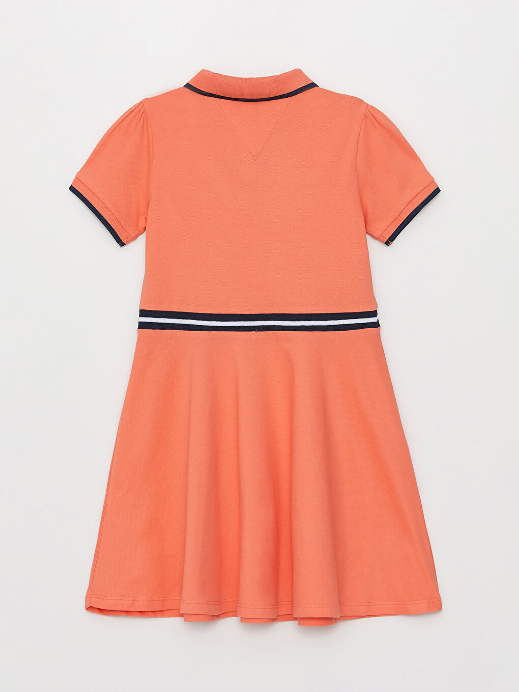 Mercan Polo Yaka Kısa Kollu Kız Çocuk Elbise-1