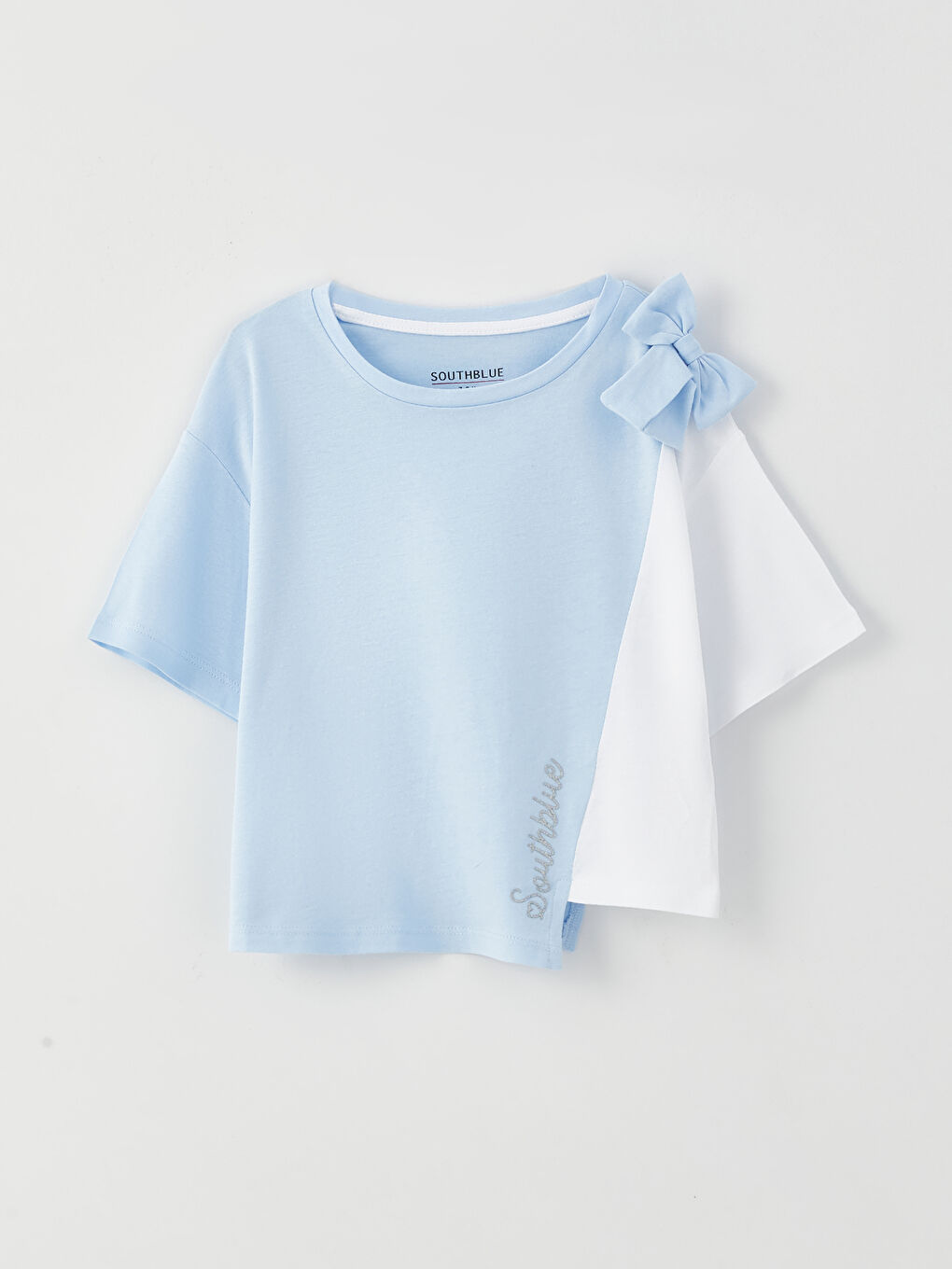 Crew Neck Color Block Short Sleeve Girls' T-Shirt