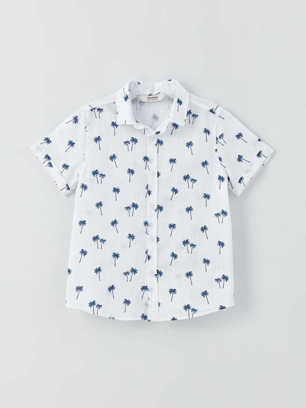 Beyaz Desenli Kısa Kollu Erkek Çocuk Gömlek