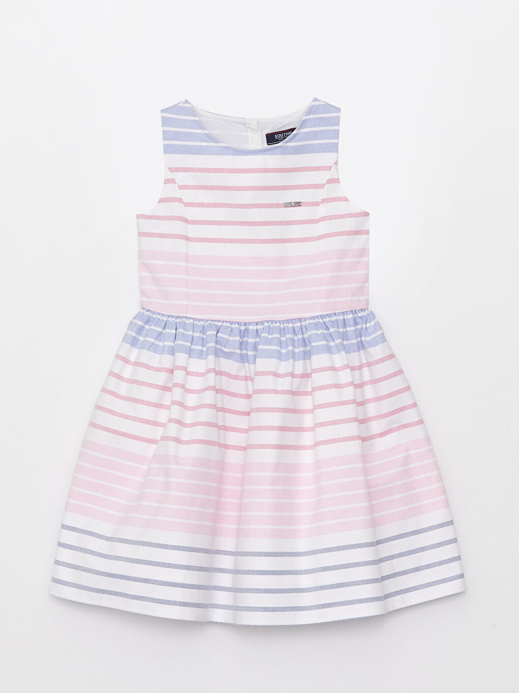Karışık Bisiklet Yaka Çizgili Kız Çocuk Elbise