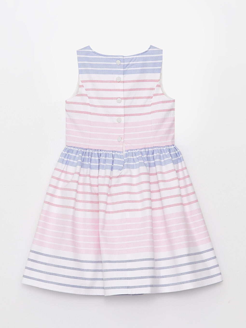 Karışık Bisiklet Yaka Çizgili Kız Çocuk Elbise-1