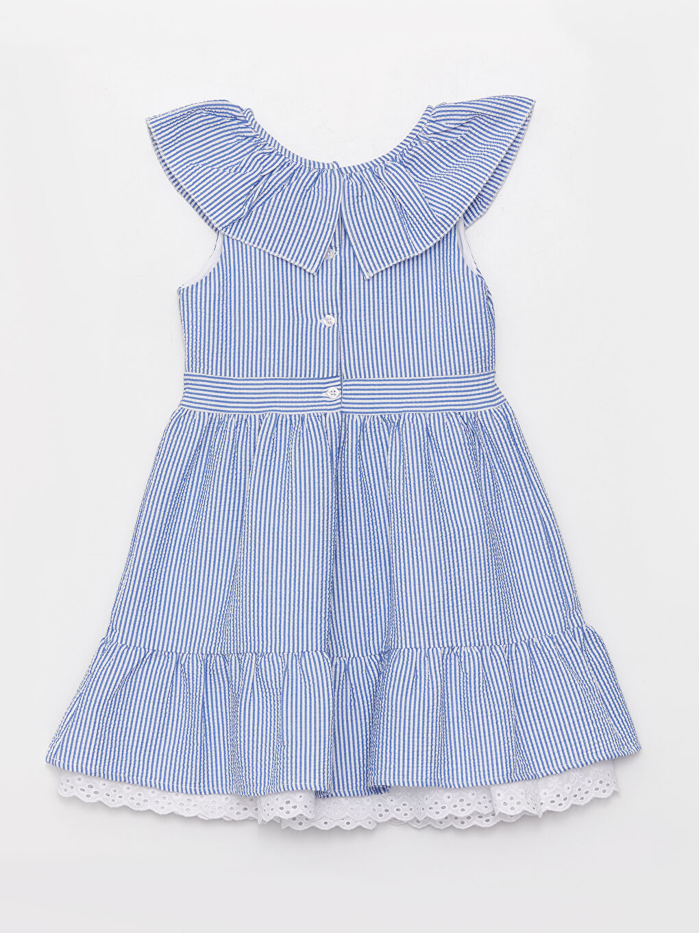 Rochie pentru Fete cu Guler Rotund și Model Vărgat-1