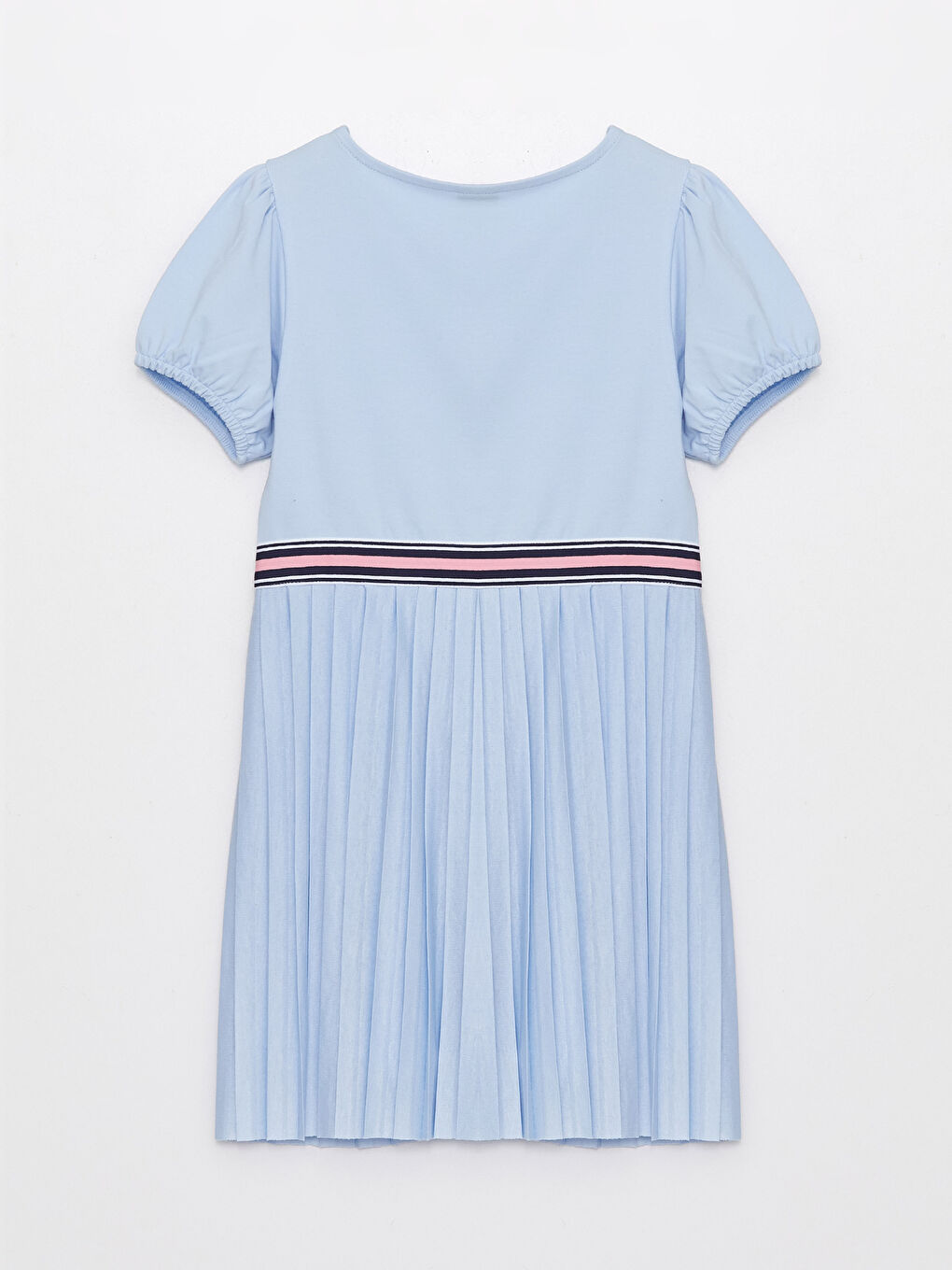 Платье с круглым вырезом и коротким рукавом для девочек-1