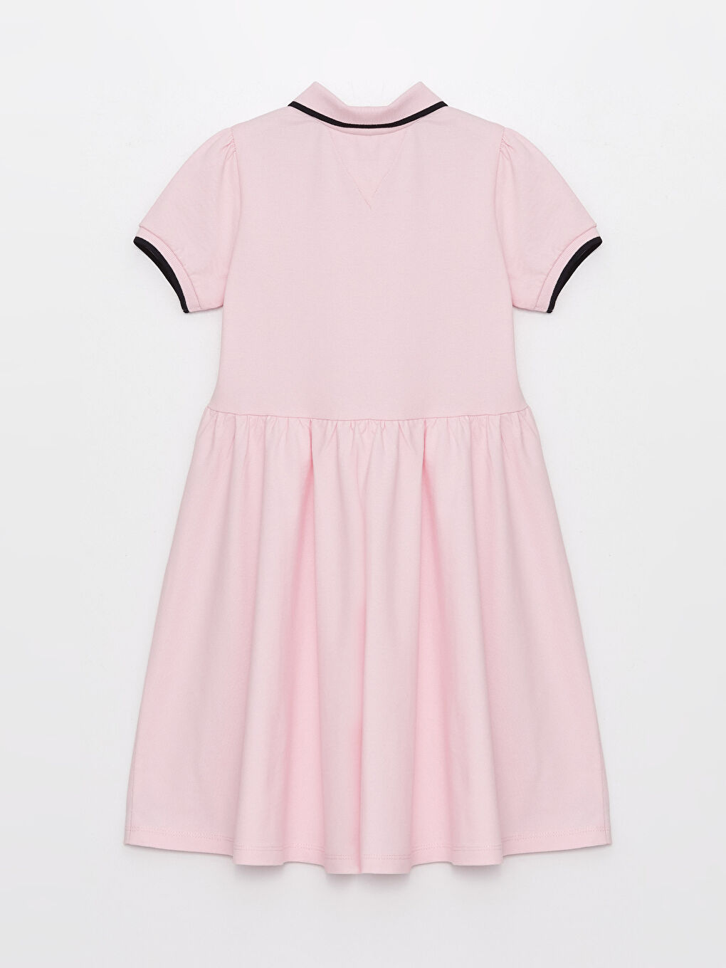 فستان بناتي بياقة بولو وكم قصير-1