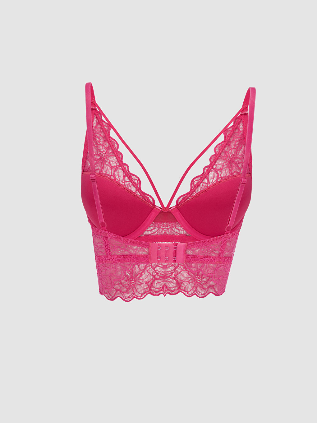 Fuşya Balenli Dolgusuz Dantelli Bralet-1