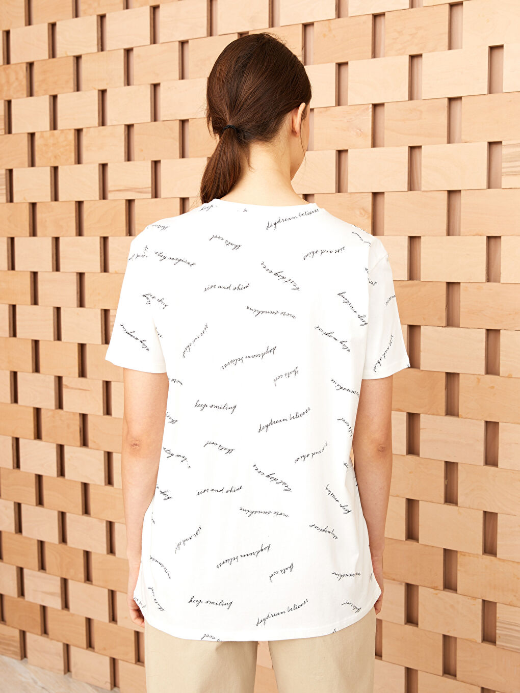 Crew Neck Printed Short Sleeve Women's T-Shirt-4