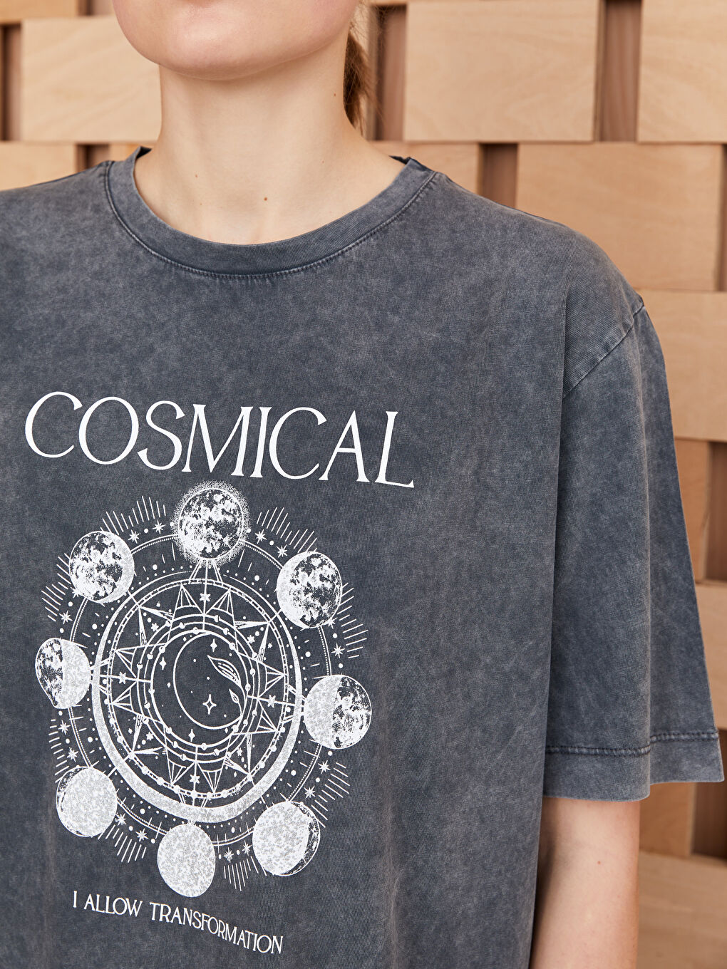 Crew Neck Printed Short Sleeve Oversize Women's Tunic-3