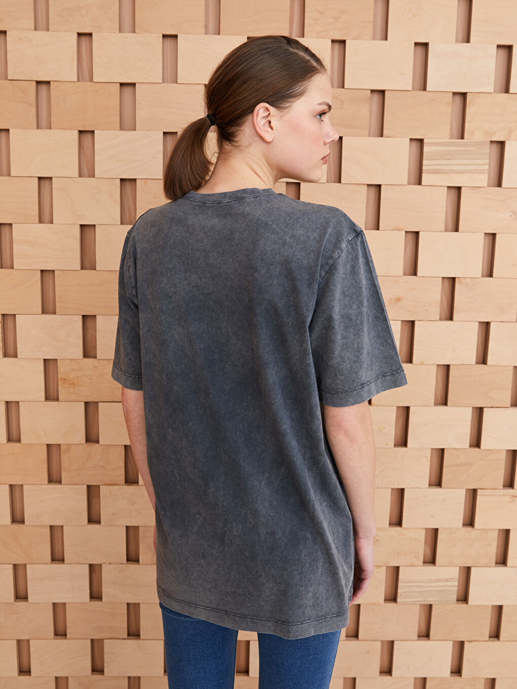 Crew Neck Printed Short Sleeve Oversize Women's Tunic-4