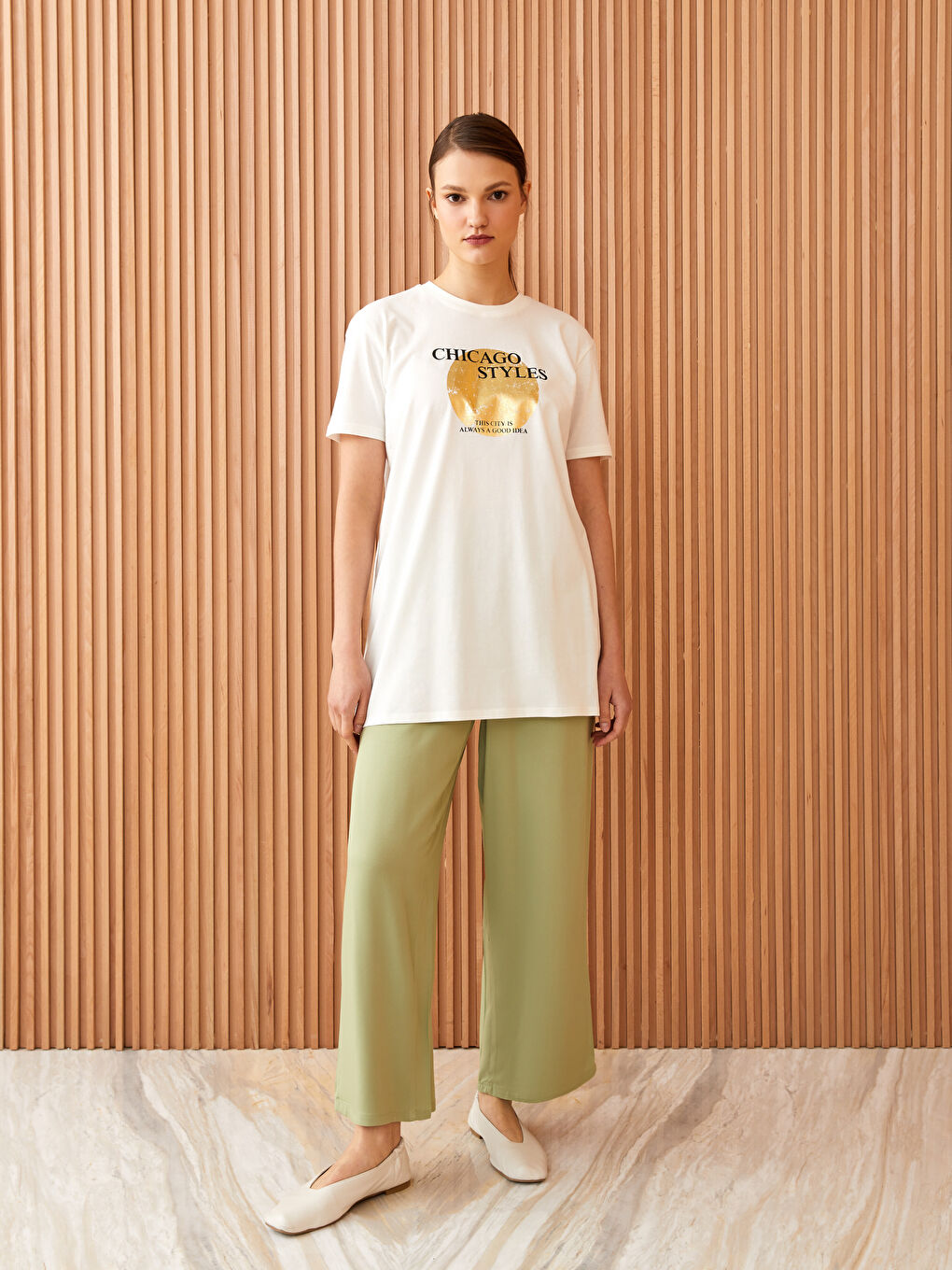 Crew Neck Printed Short Sleeve Oversize Women's Tunic-2