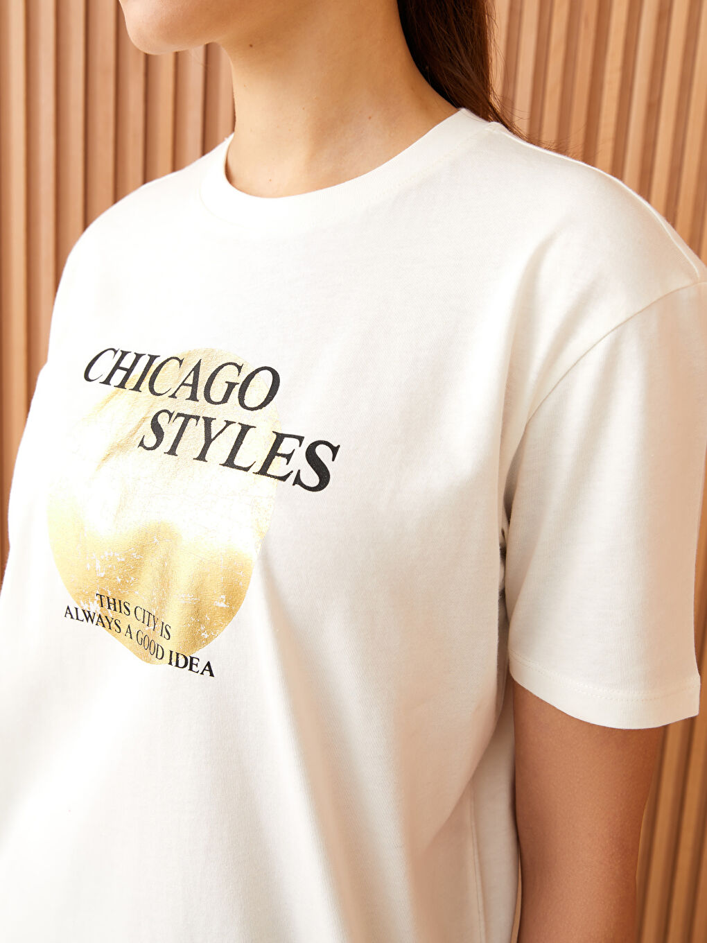 Crew Neck Printed Short Sleeve Oversize Women's Tunic-3