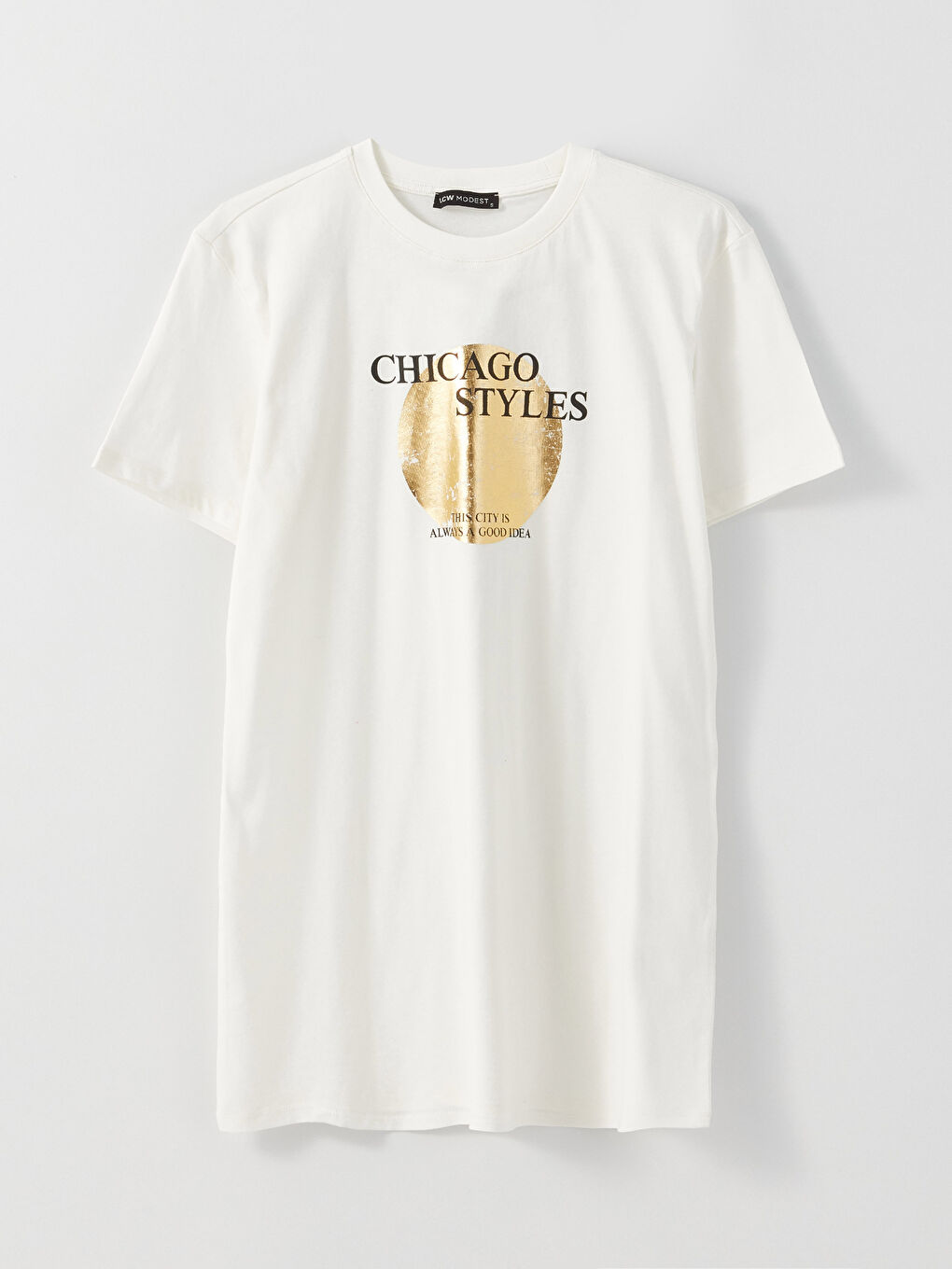 Crew Neck Printed Short Sleeve Oversize Women's Tunic-5