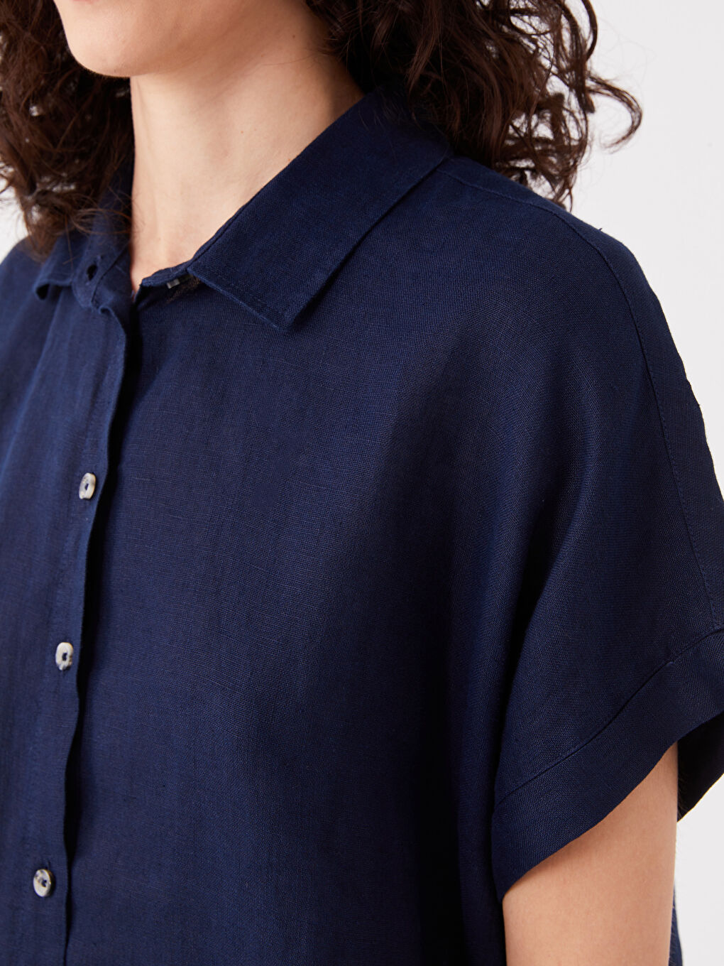 SOUTHBLUE Plain Short Sleeve Oversize Poplin Women's Shirt -S3FN39Z8-DWP