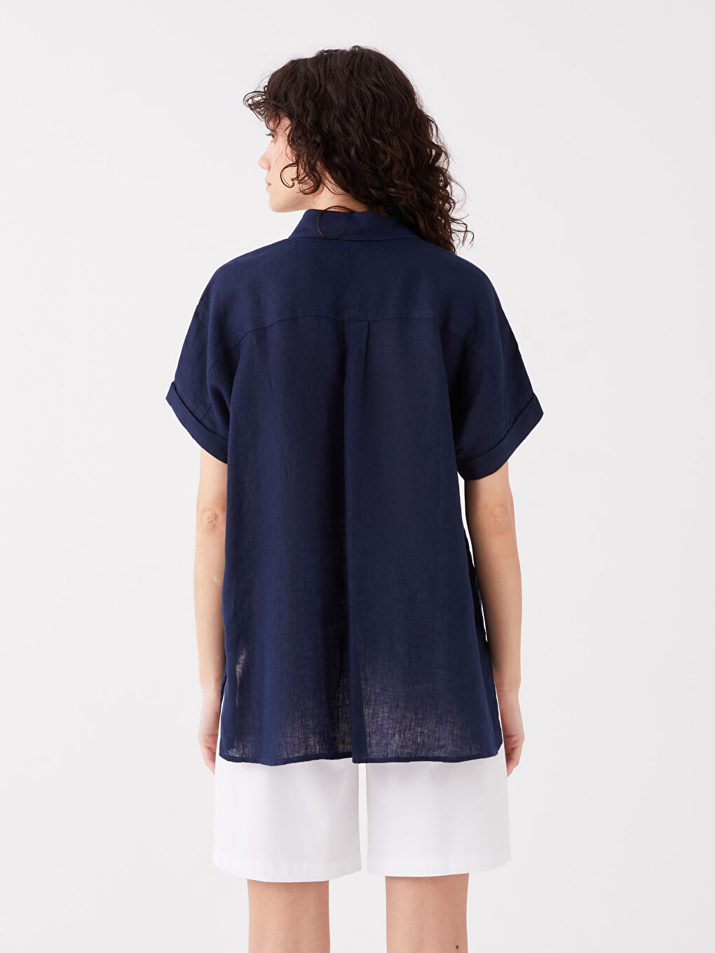 SOUTHBLUE Plain Short Sleeve Oversize Poplin Women's Shirt -S3FN39Z8-DWP