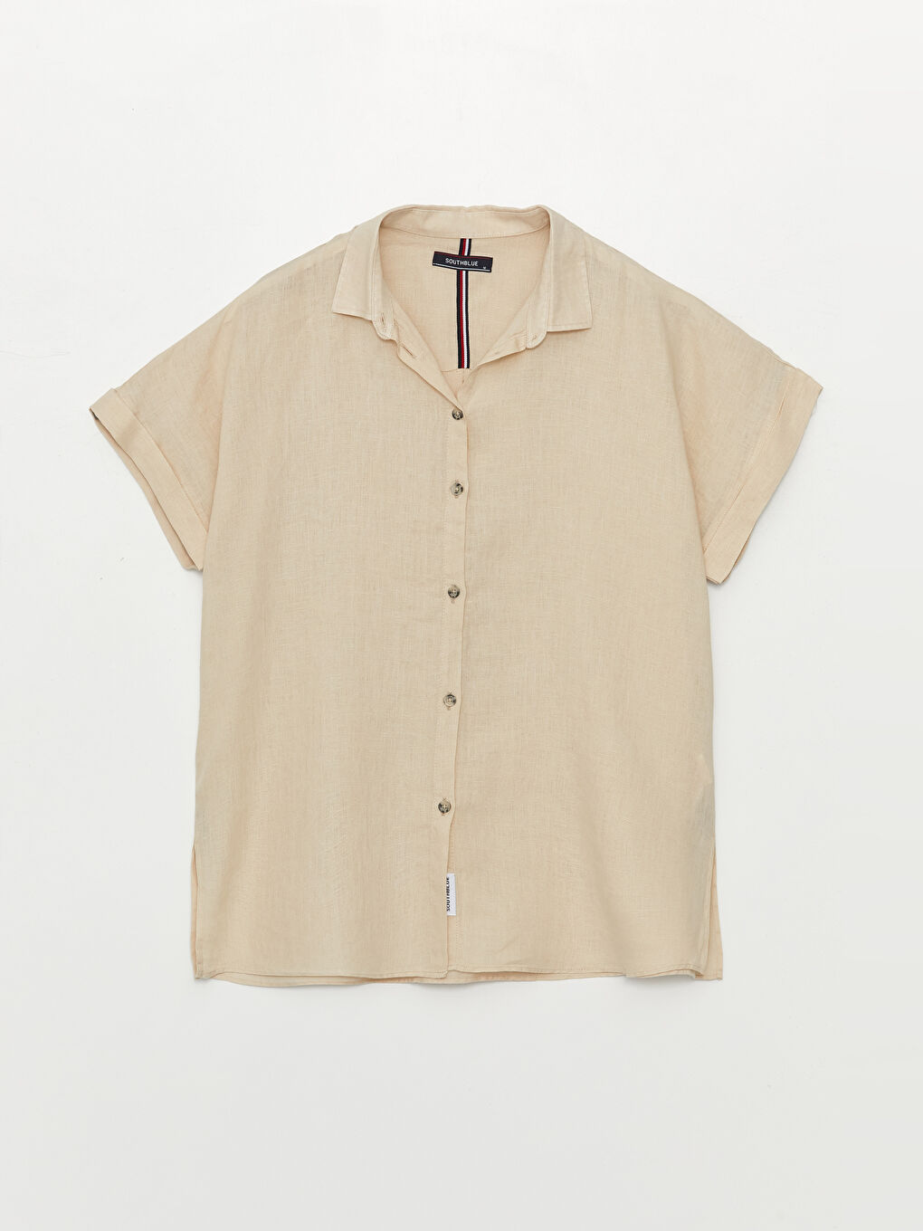 قميص بوبلين أوفراسايز سادة كم قصير للسيدات-5