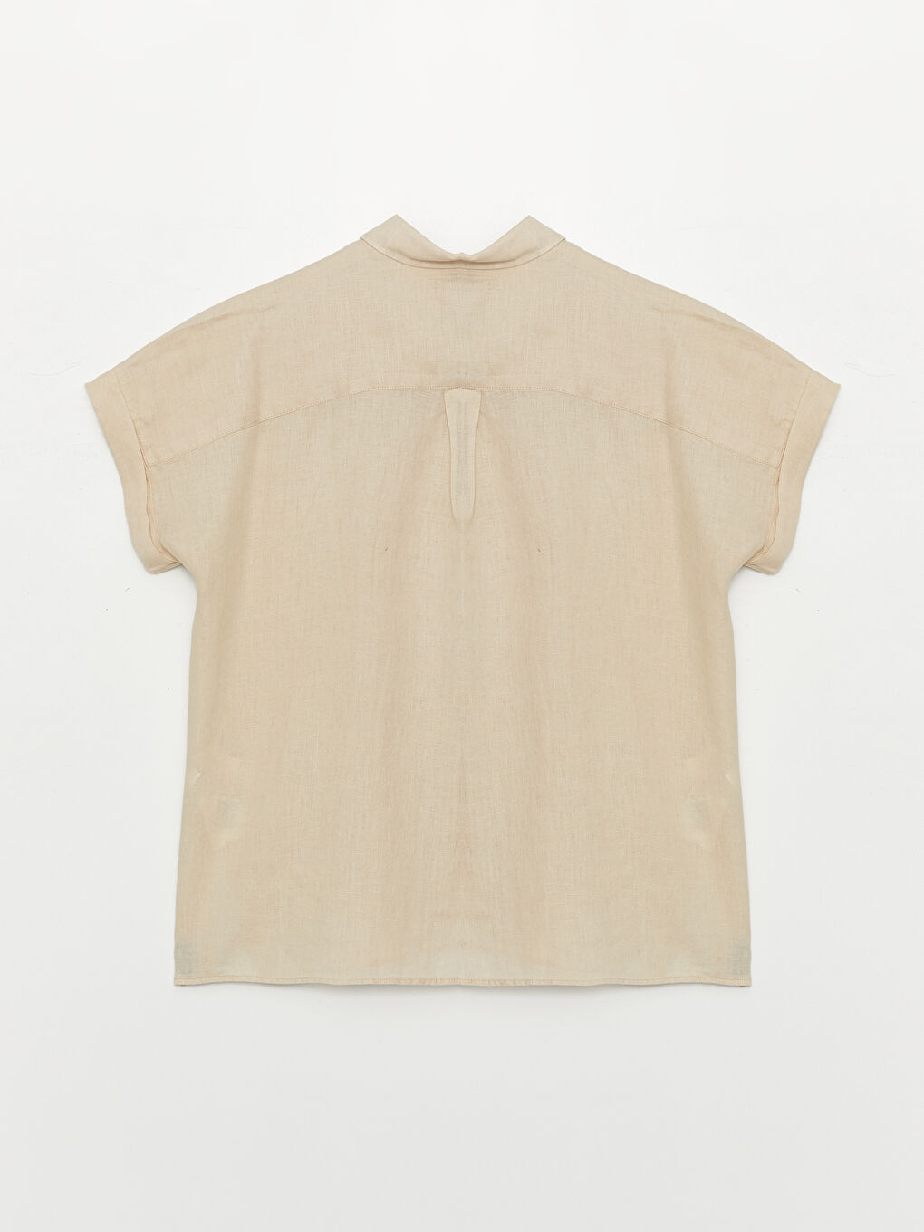 قميص بوبلين أوفراسايز سادة كم قصير للسيدات-6