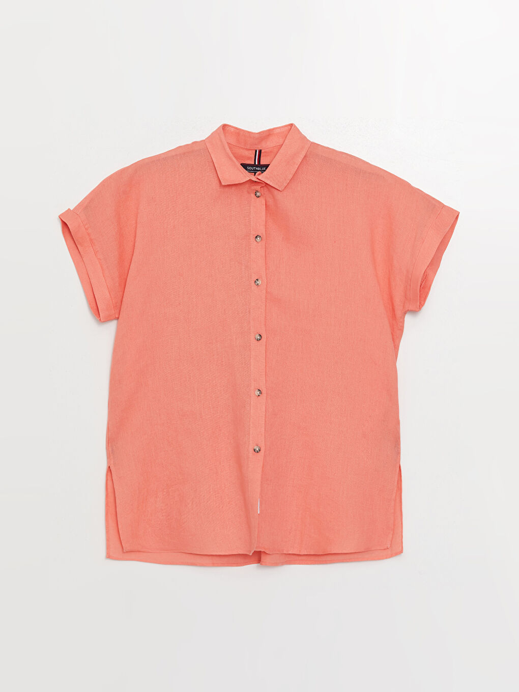 قميص بوبلين أوفراسايز سادة كم قصير للسيدات-5