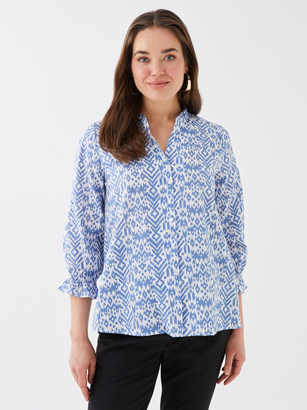 LCWAIKIKI Maternity Blouse de maternité à manches longues à motifs avec encolure Henley -S3FN47Z8-LQQ