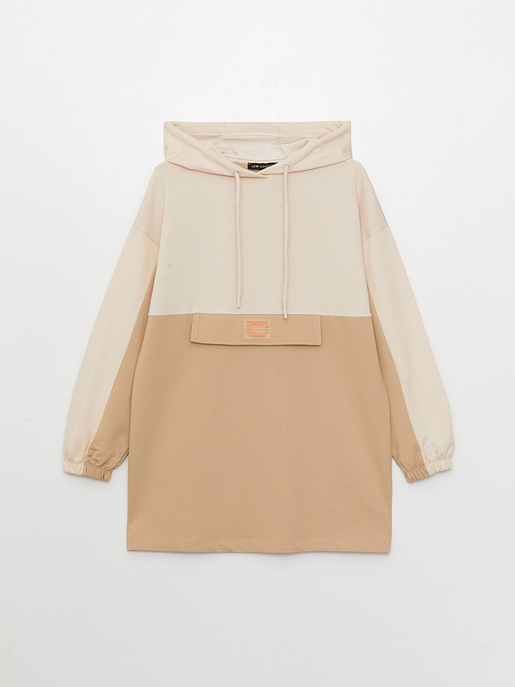 LCW Modest Hooded Color Block Long Sleeve Women's Sweatshirt Tunic -S3FN49Z8-V1P