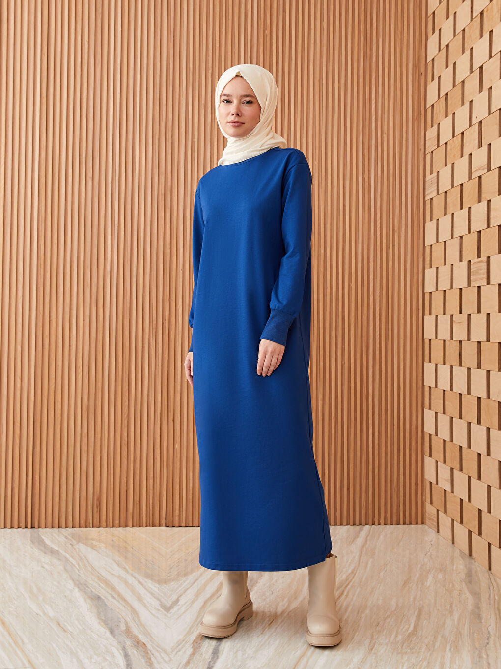 Ekru Düz Dokuma Kadın Şal-2