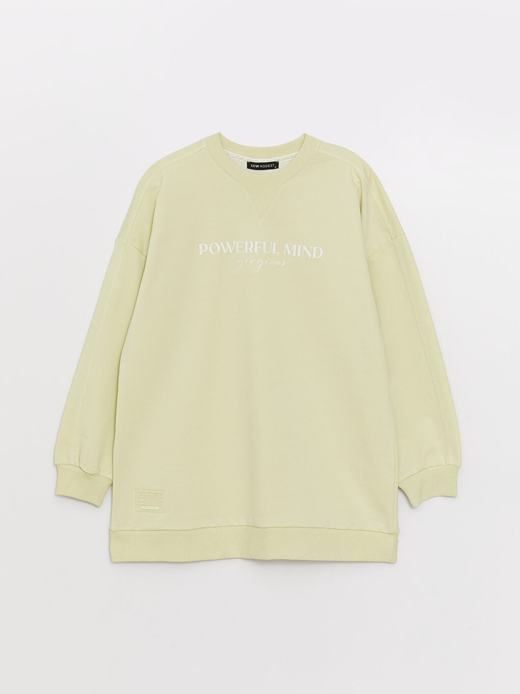 LCW Modest Bisiklet Yaka Baskılı Uzun Kollu Oversize Kadın Sweatshirt Tunik -S3FN56Z8-EW3
