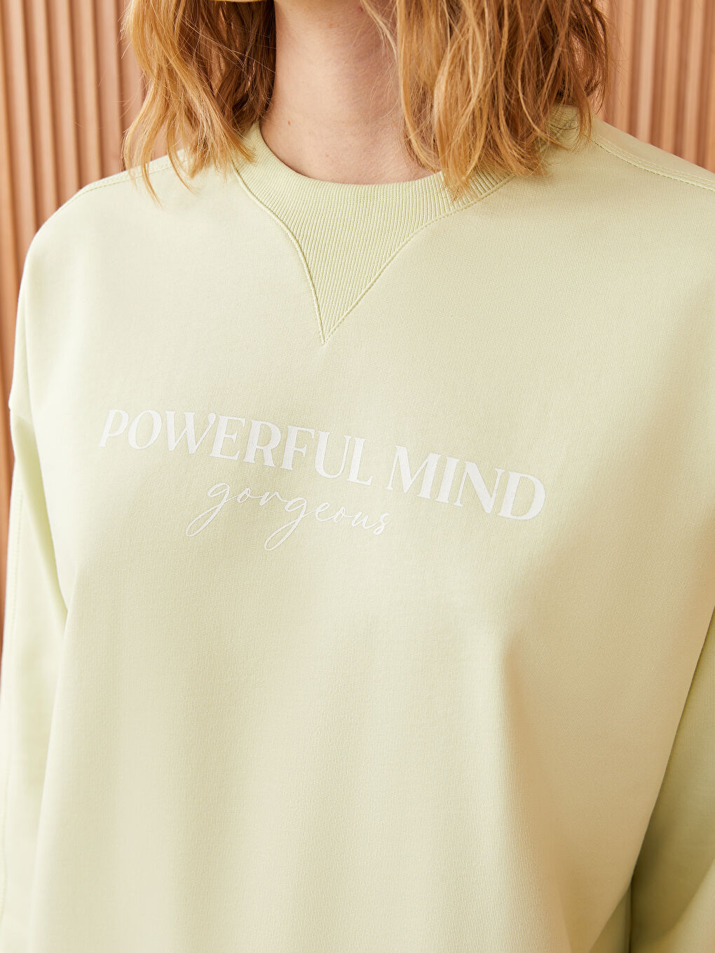 LCW Modest Bisiklet Yaka Baskılı Uzun Kollu Oversize Kadın Sweatshirt Tunik -S3FN56Z8-EW3