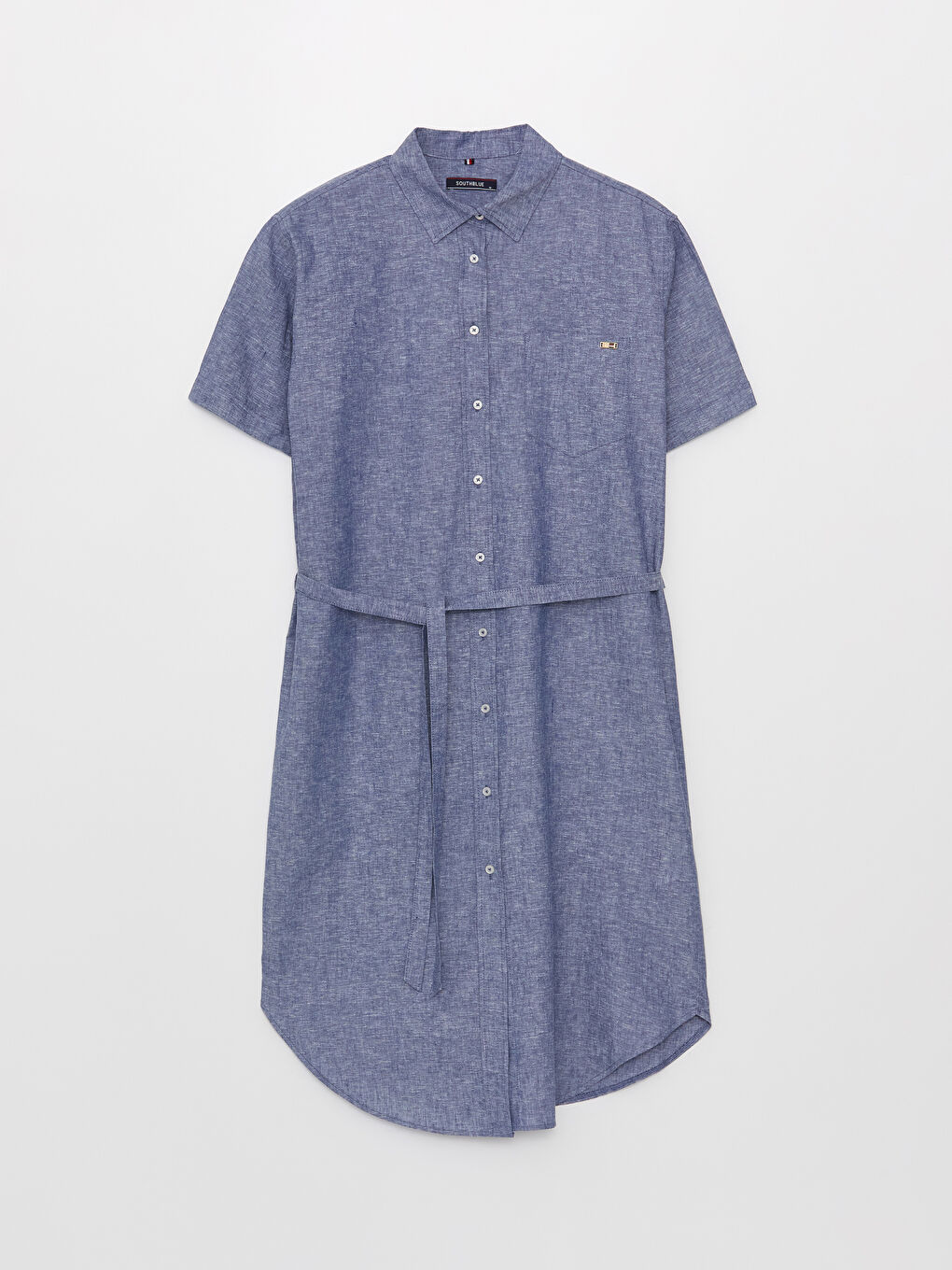 Straight Short Sleeve Linen Blend Women Shirt Dress -S3FN58Z8-L9D
