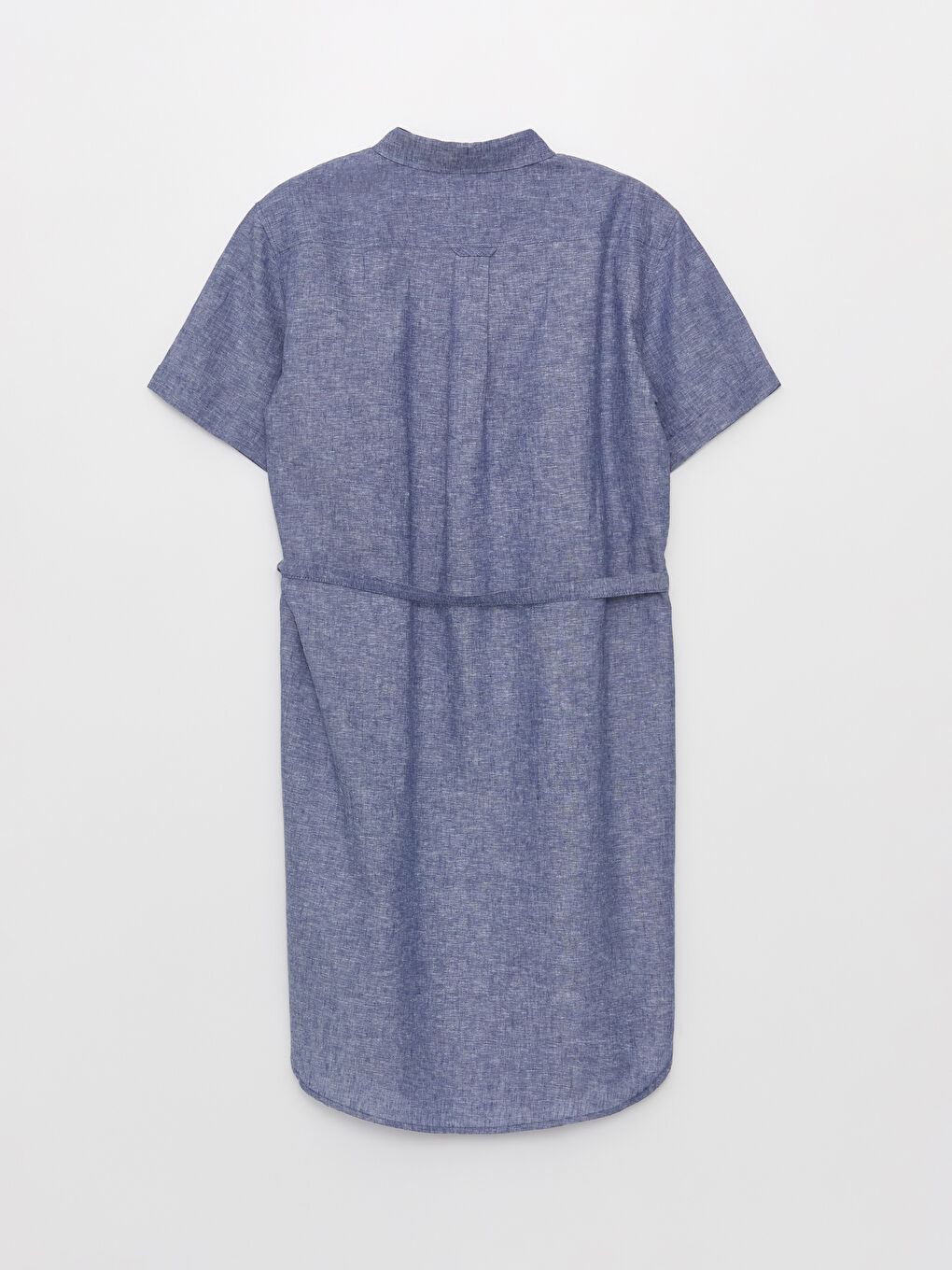 Straight Short Sleeve Linen Blend Women Shirt Dress -S3FN58Z8-L9D