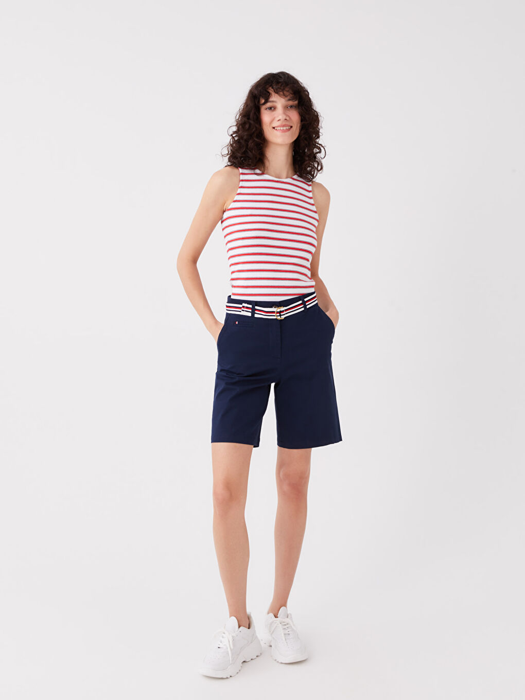 SOUTHBLUE Shorts pour Femmes Aspect Lin Uni Coupe Régulière -S3FN60Z8-DWP