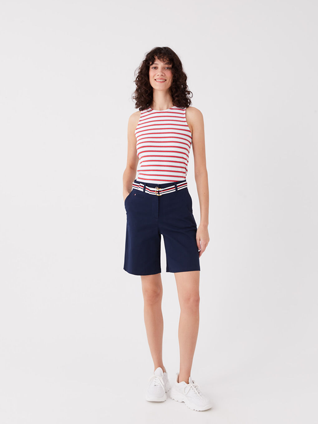 SOUTHBLUE Shorts pour Femmes Aspect Lin Uni Coupe Régulière -S3FN60Z8-DWP