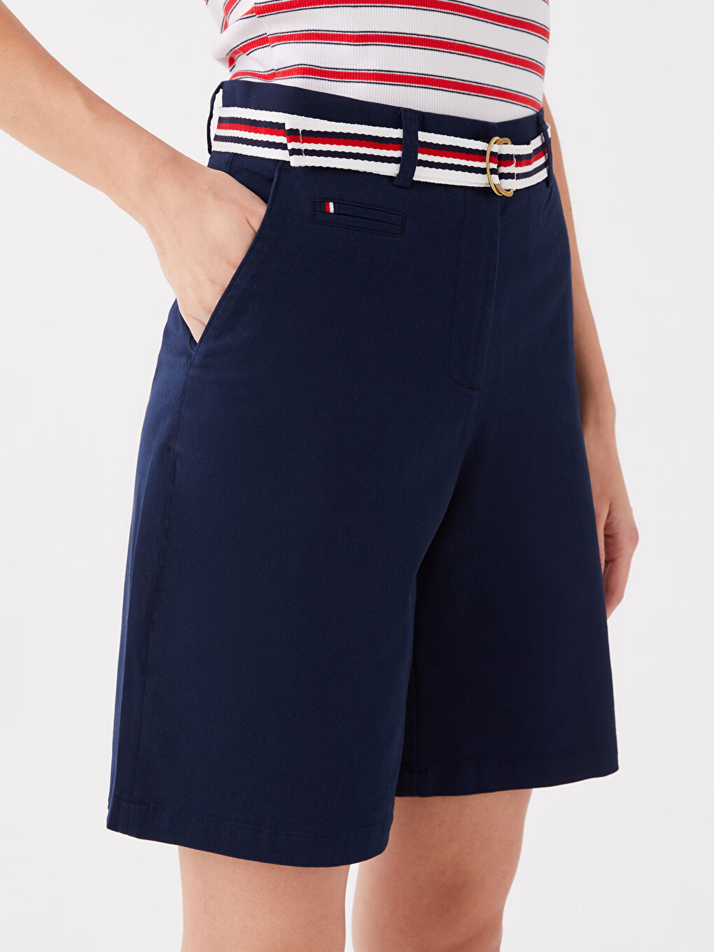 SOUTHBLUE Shorts pour Femmes Aspect Lin Uni Coupe Régulière -S3FN60Z8-DWP