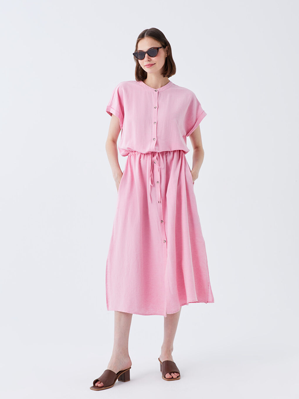 Crew Neck Plain Short Sleeve Women's Dress -S3FN67Z8-V0U