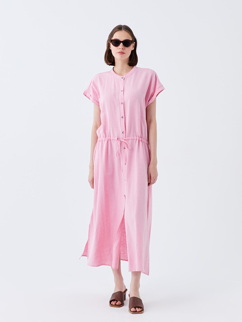 Crew Neck Plain Short Sleeve Women's Dress -S3FN67Z8-V0U