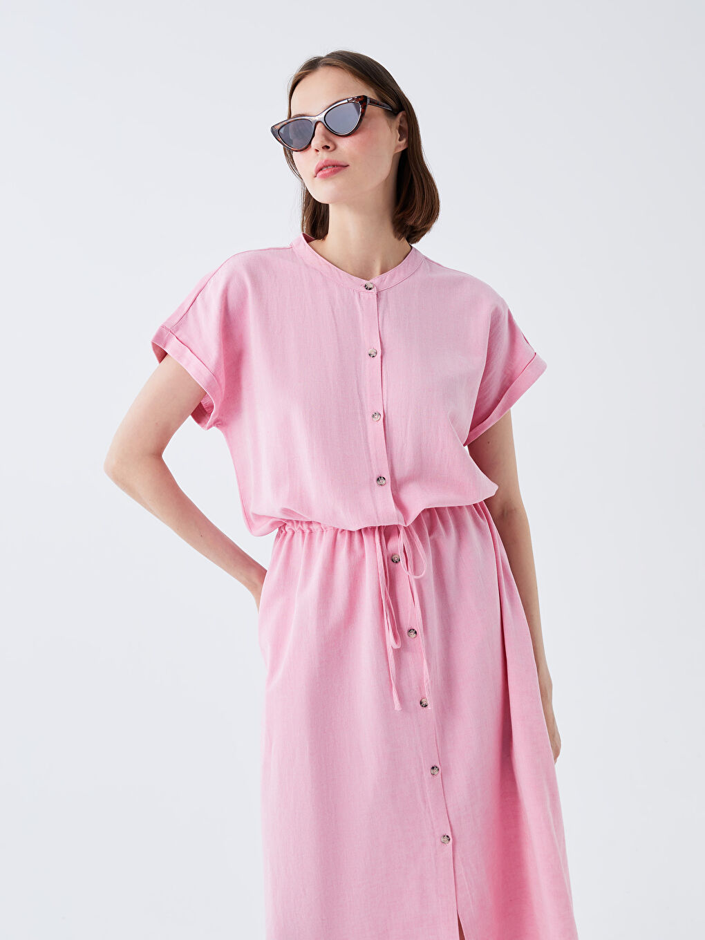 Crew Neck Plain Short Sleeve Women's Dress -S3FN67Z8-V0U