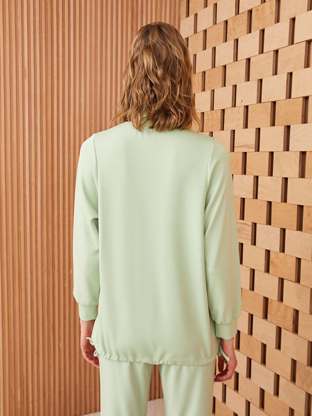 Funnel Neck Plain Long Sleeve Women's Tunic-4