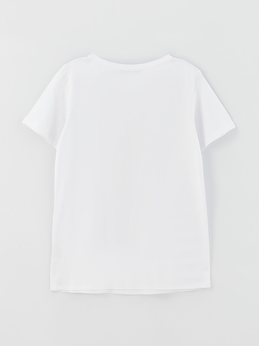 Beyaz Bisiklet Yaka Baskılı Kısa Kollu Hamile Tişört-6