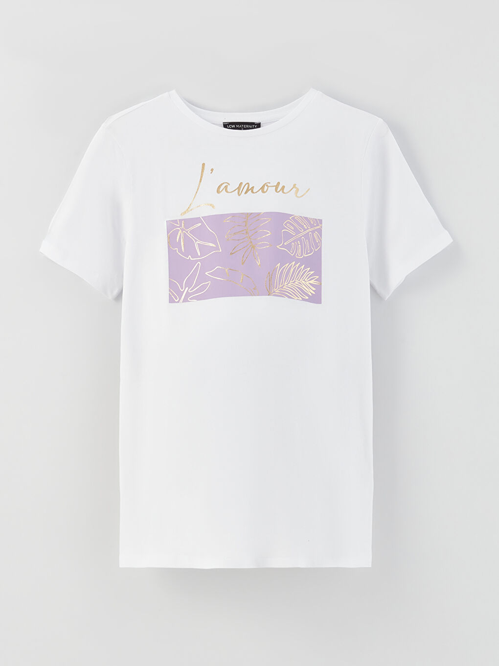 Crew Neck Printed Short Sleeve Maternity T-shirt -S3FO22Z8-E5X