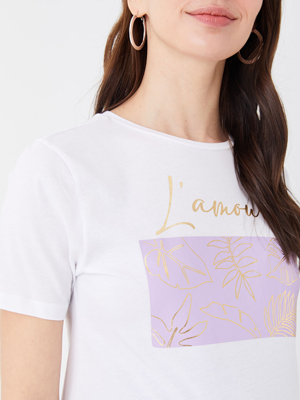Crew Neck Printed Short Sleeve Maternity T-shirt -S3FO22Z8-E5X