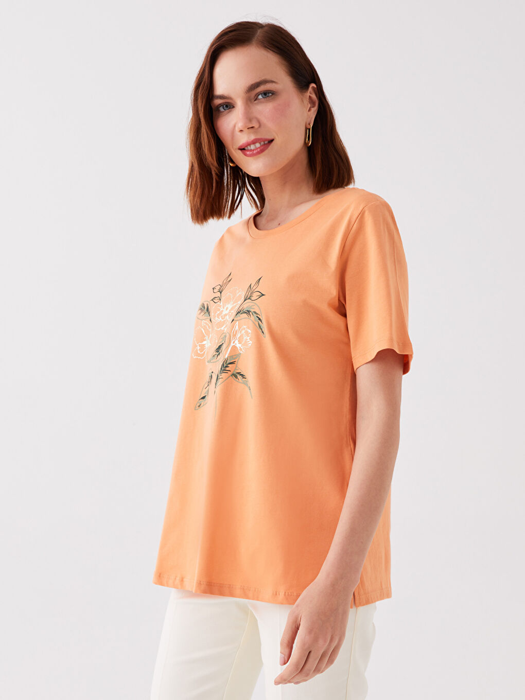 Crew Neck Printed Short Sleeve Women's T-Shirt-1