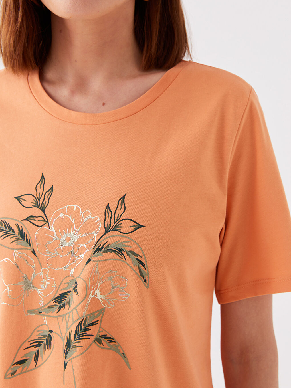 Crew Neck Printed Short Sleeve Women's T-Shirt-3