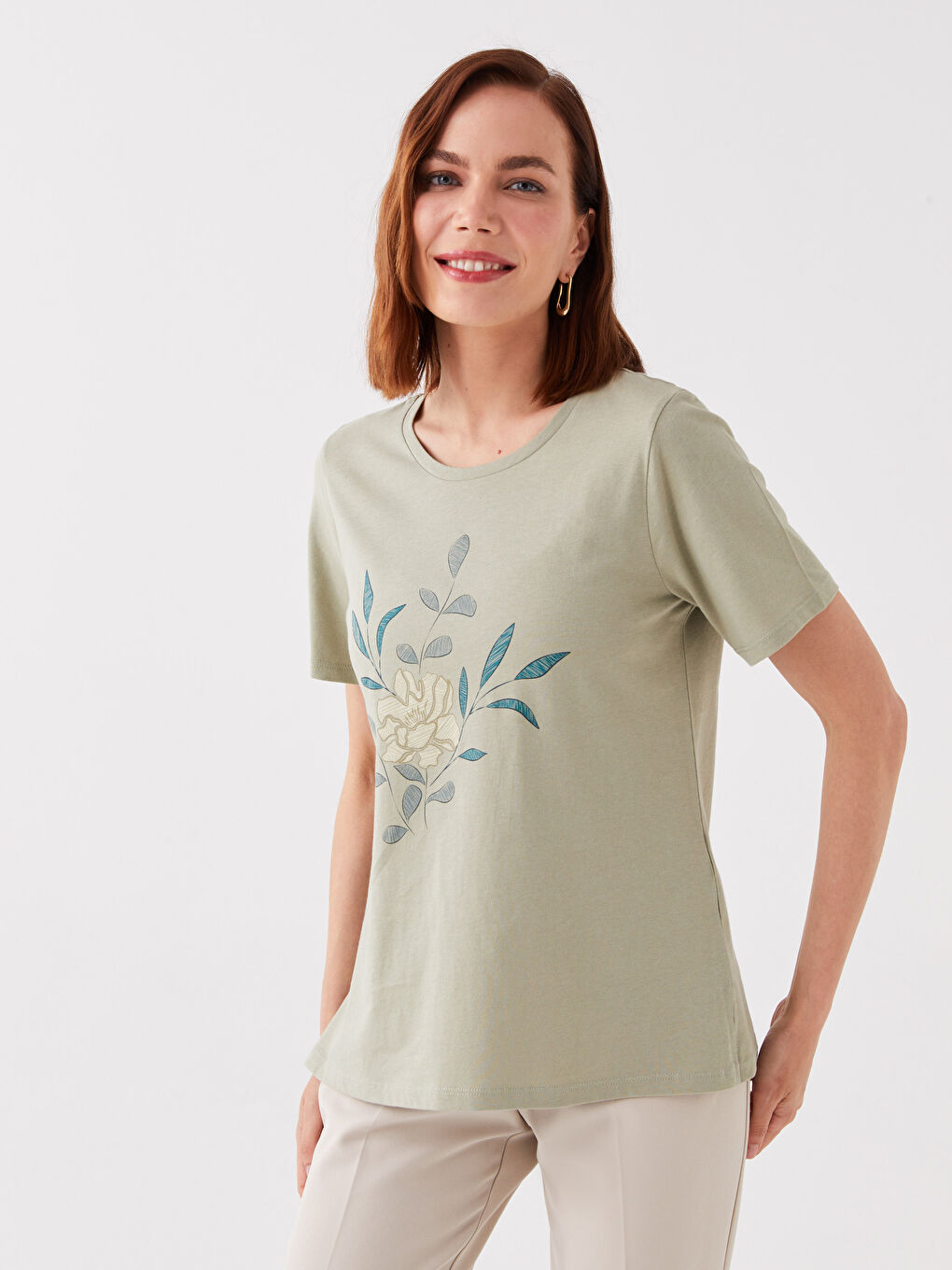 Crew Neck Printed Short Sleeve Women's T-Shirt