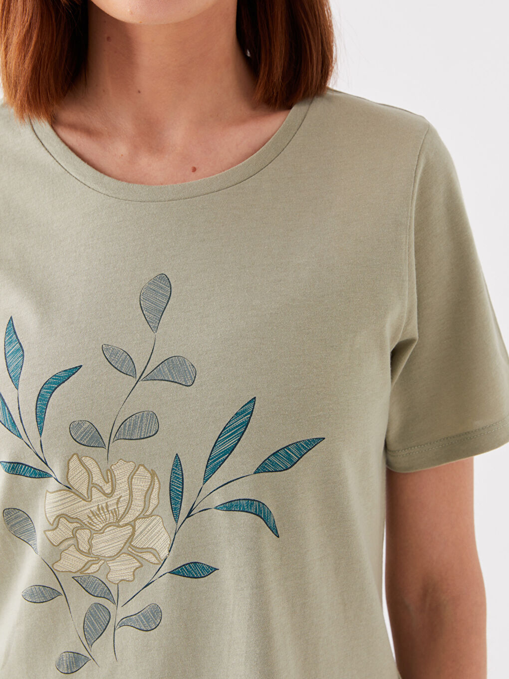 Crew Neck Printed Short Sleeve Women's T-Shirt-3