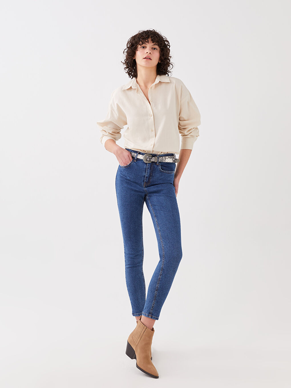 Jean moulant Mercure taille haute pour Femmes-1