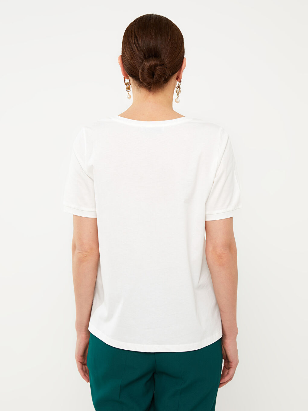 Crew Neck Floral Short Sleeve Women's T-Shirt-4