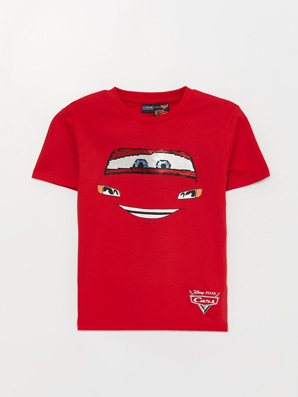 Kırmızı Bisiklet Yaka Arabalar Baskılı Kısa Kollu Erkek Çocuk Tişört